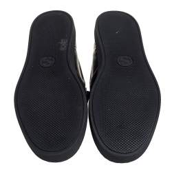 Pre Owned Gucci Black Leather Snake Print Slip On Sneakers Size 40.5