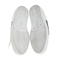 Pre Owned Gucci White Leather Ace Embroidered Snake Low Top Sneakers Size 44.5