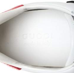 Pre Owned Gucci White Leather Ace Embroidered Snake Low Top Sneakers Size 44.5