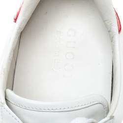 Pre Owned حذاء رياضي غوتشي منخفض من أعلى أيس رقعة تفاصيل أسد ويب وحاف ة جلد ثعبان وجلد أبيض مقاس 44.5