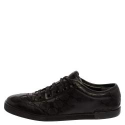 Pre Owned حذاء رياضي غوتشي منخفض من أعلى جلد أمبريم جي جي أسود مقاس 40