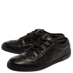 Pre Owned حذاء رياضي غوتشي منخفض من أعلى جلد أمبريم جي جي أسود مقاس 40