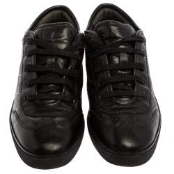 Pre Owned حذاء رياضي غوتشي منخفض من أعلى جلد أمبريم جي جي أسود مقاس 40