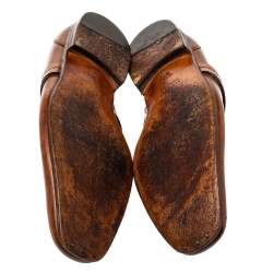Gucci Brown Leather GG Logo Loafer Size 41.5