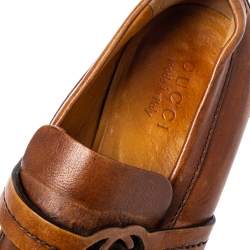 Gucci Brown Leather GG Logo Loafer Size 41.5