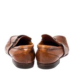 Gucci Brown Leather GG Logo Loafer Size 41.5
