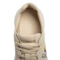 Gucci Mystic White Leather Gucci Square Logo Rhyton Low Top Sneakers Size 43