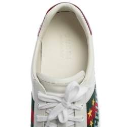 Pre Owned Gucci White Leather Ace Gucci Band Sneakers Size 44