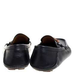 Pre Owned حذاء لوفرز غوتشى هورسبيت بامبو جلد أسود مقاس 42.5 