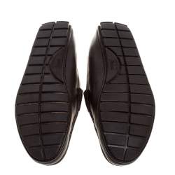 Gucci Dark Brown Leather GG Interlocking Loafers Size 44
