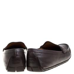 Gucci Dark Brown Leather GG Interlocking Loafers Size 44