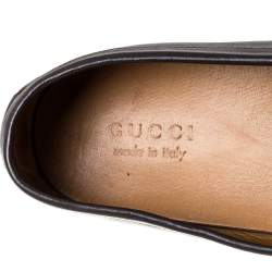 Gucci Dark Brown Leather GG Interlocking Loafers Size 44