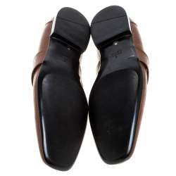 Pre Owned حذاء لوفر غوتشي شعار جي جي جلد بني مقاس 41.5