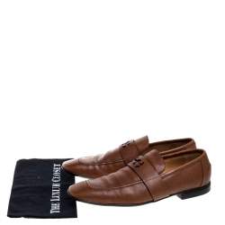 Pre Owned حذاء لوفر غوتشي شعار جي جي جلد بني مقاس 41.5