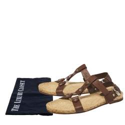 Gucci Brown Leather Espadrille Sandal Size 44