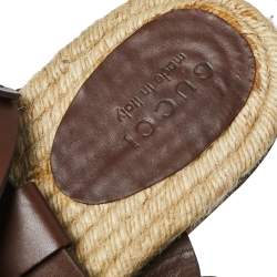 Gucci Brown Leather Espadrille Sandal Size 44