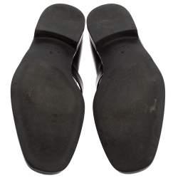 Gucci Black Leather Interlocking G Slip On Loafers Size 44