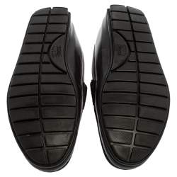 Gucci Black Microguccissima Leather Slip On Loafers Size 44