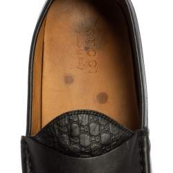 Gucci Black Microguccissima Leather Slip On Loafers Size 44