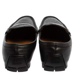 Gucci Black Microguccissima Leather Slip On Loafers Size 44