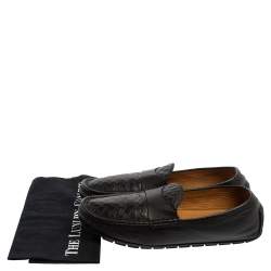 Gucci Black Microguccissima Leather Slip On Loafers Size 44