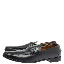 Gucci Black Leather Horsebit Embossed Slip On Loafers Size 43.5