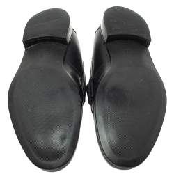 Gucci Black Leather Horsebit Embossed Slip On Loafers Size 43.5