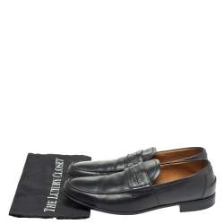 Gucci Black Leather Horsebit Embossed Slip On Loafers Size 43.5