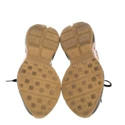 Pre Owned Gucci Black Leather Tiger Rhyton Low Top Sneakers Size 39