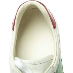 Gucci White Leather Ace Panther Print Low Top Sneakers Size 42.5