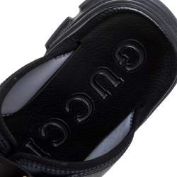 مملوكة مسبقًا Gucci Black Leather Aguru Buckle Slide Sandals Size 42