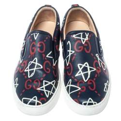 Pre Owned حذاء رياضي غوتشي سليب أون غوتشي دوبلين غوست جلد كحلى مقاس 42.5 