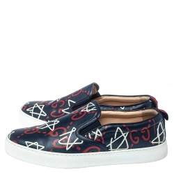 Pre Owned حذاء رياضي غوتشي سليب أون غوتشي دوبلين غوست جلد كحلى مقاس 42.5 