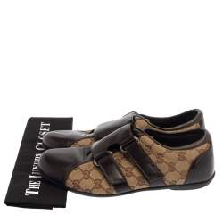 Gucci Brown/Beige GG Canvas And Leather Dragon Low Top Sneakers Size 41.5
