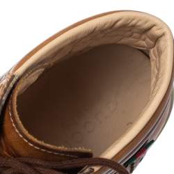 Pre Owned حذاء رياضى غوتشى عنق مرتفع بروغ كودا جلد بنى مقاس 44.5 