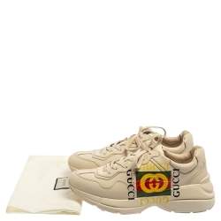 مملوكة مسبقًا حذاء رياضى غوتىشى نعل سميك شعار جى جى ريتون جلد بيج فاتح مقاس 42