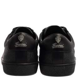 مملوكة مسبقًا حذاء رياضى غوتشى منخفض من أعلى بروكلين جلد وكانفاس سوبريم جى جى أسود مقاس 46