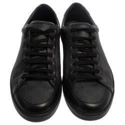 مملوكة مسبقًا حذاء رياضى غوتشى منخفض من أعلى بروكلين جلد وكانفاس سوبريم جى جى أسود مقاس 46