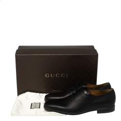 Gucci Dark Black Leather Lace Up Oxfords Size 41