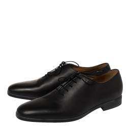 Gucci Dark Black Leather Lace Up Oxfords Size 41