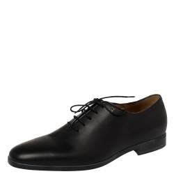 Gucci Dark Black Leather Lace Up Oxfords Size 41