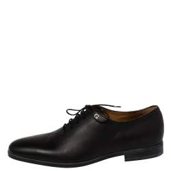 Gucci Dark Black Leather Lace Up Oxfords Size 41