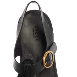 Gucci Black Rubber Marmont And Tiger Embellished Buckle Strap Sandals Size 42
