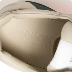 Pre Owned Gucci Cream Leather Web Rhyton Low Top Sneakers Size 42