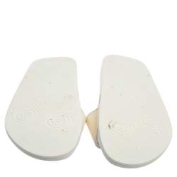 Pre Owned Gucci White Logo Print Canvas Slip On Slides Size 43