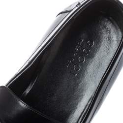 Pre Owned Gucci Black Glossy Leather GG Loafers Size 44