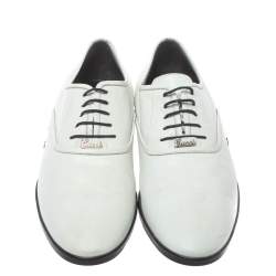 Gucci White Leather Lace Up Oxfords Size 44.5