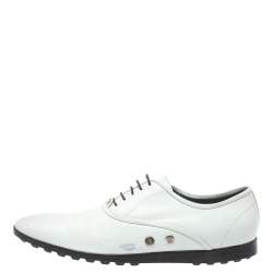Gucci White Leather Lace Up Oxfords Size 44.5