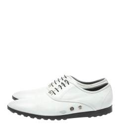 Gucci White Leather Lace Up Oxfords Size 44.5