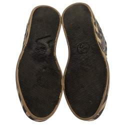 Pre Owned Gucci Beige and Brown Monogram Canvas Caleido High Top Sneakers Size 39 